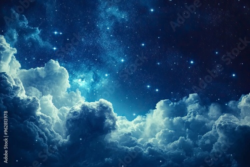 Starry night sky with clouds.. Panorama. Universe filled with stars, nebula and galaxy,. Elements of this image furnished , ai