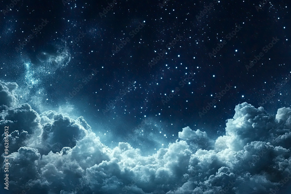 Starry night sky with clouds.. Panorama. Universe filled with stars, nebula and galaxy,. Elements of this image furnished , ai Starry night sky with clouds.. Panorama. Universe filled with stars, nebula and galaxy,. Elements of this image furnished , ai