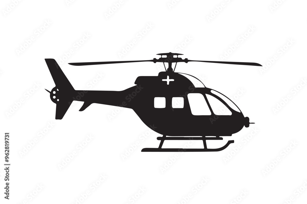 Obraz premium Helicopter silhouette vector illustration, Helicopter silhouette vector, USA Helicopter silhouette