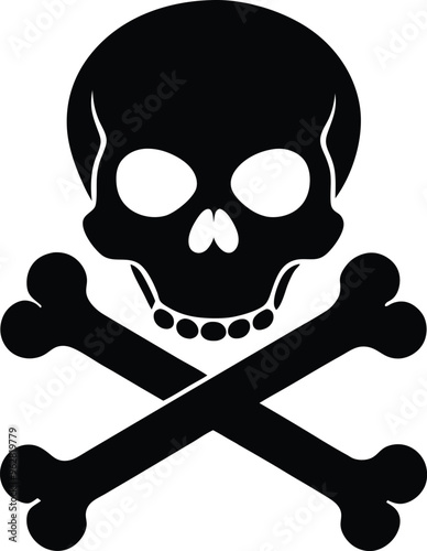 Skull on cross bone silhouette vector illustration design	