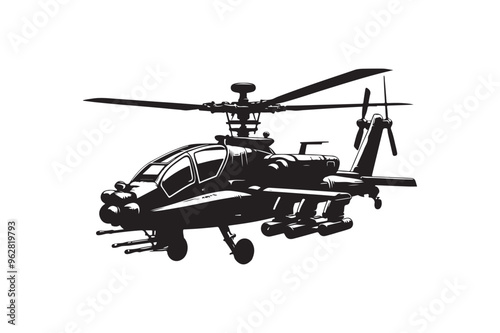 Helicopter  silhouette vector illustration, Helicopter silhouette vector, USA Helicopter silhouette