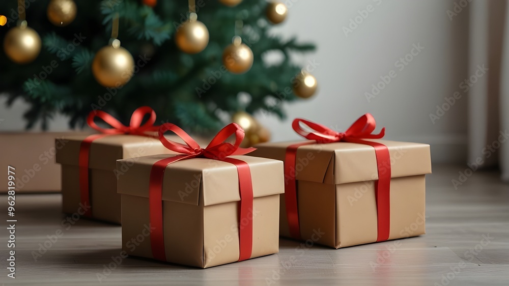 lovely gift boxes for Christmas. generative ai lovely gift boxes for Christmas. generative ai