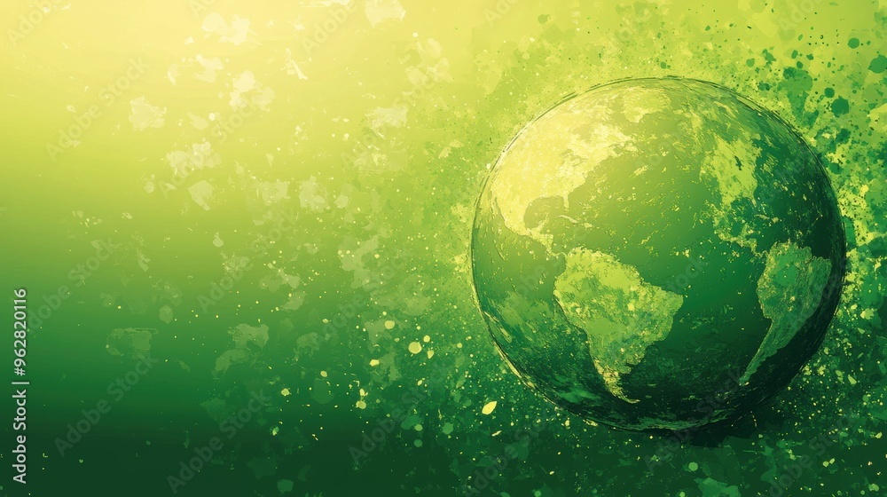 Simplified Illustration of Green Earth with Rising Temperatures and Space for Text Simplified Illustration of Green Earth with Rising Temperatures and Space for Text