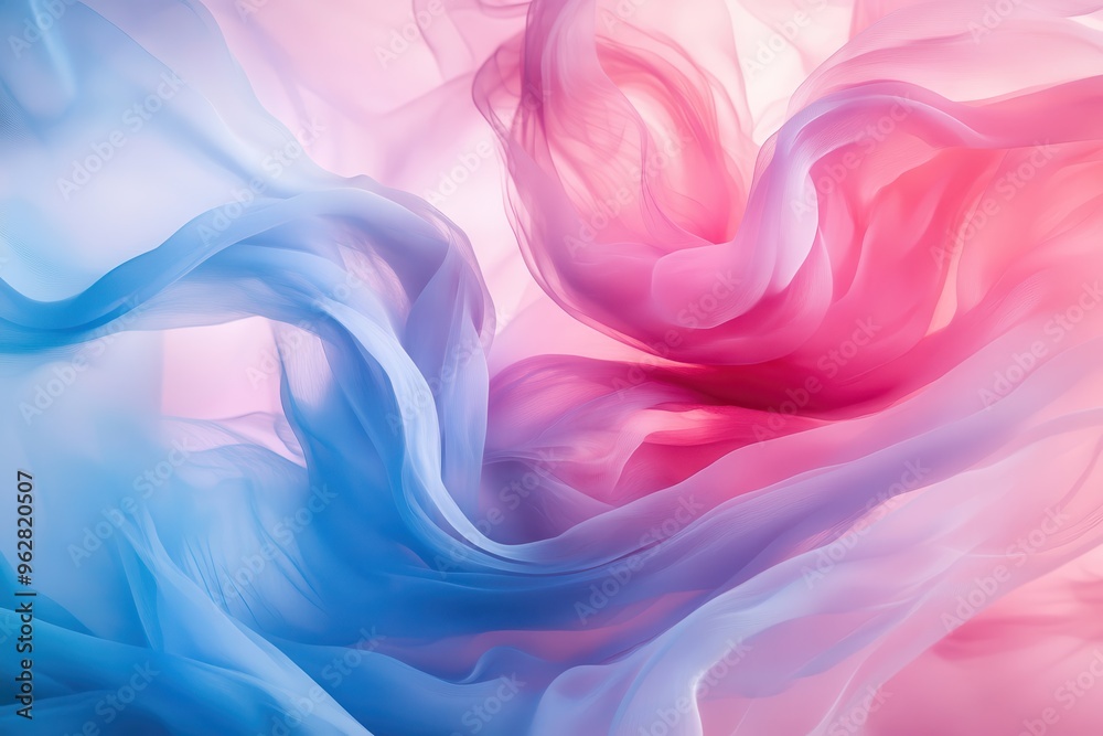 Merging hues of blush and azure blend into soft, ethereal forms, capturing the elegance of motion and the artist's transient viewpoint in a captivating display Merging hues of blush and azure blend into soft, ethereal forms, capturing the elegance of motion and the artist's transient viewpoint in a captivating display