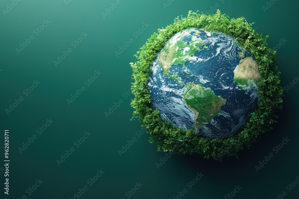 Simplified Illustration of Green Earth with Rising Temperatures and Space for Text Simplified Illustration of Green Earth with Rising Temperatures and Space for Text
