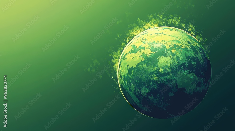 Simplified Illustration of Green Earth with Rising Temperatures and Space for Text Simplified Illustration of Green Earth with Rising Temperatures and Space for Text