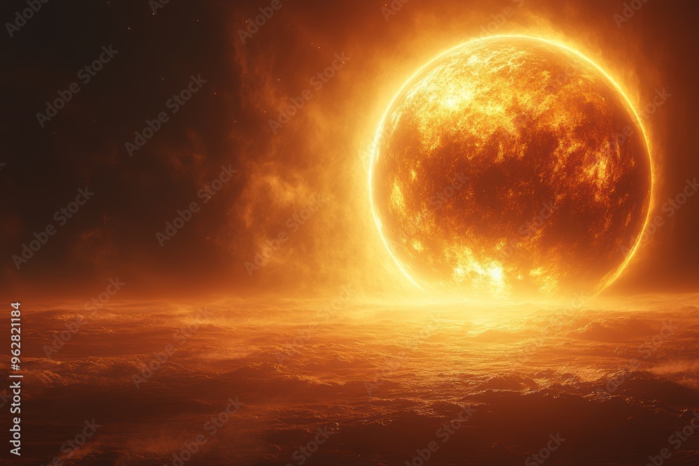 Clean Design of Planet with Heatwaves and Space for Text Clean Design of Planet with Heatwaves and Space for Text
