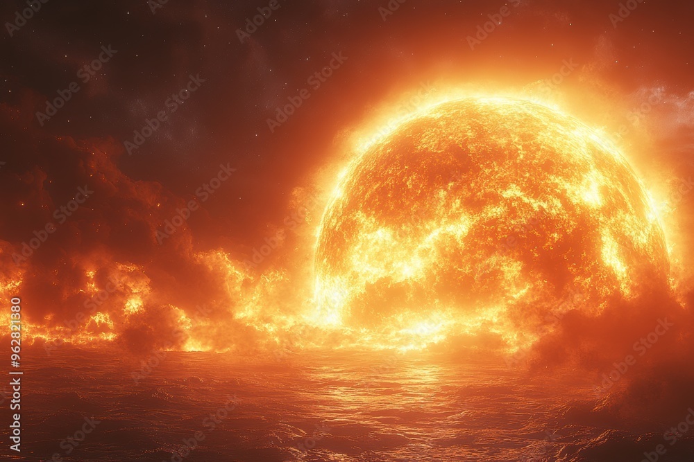 Clean Design of Planet with Heatwaves and Space for Text Clean Design of Planet with Heatwaves and Space for Text