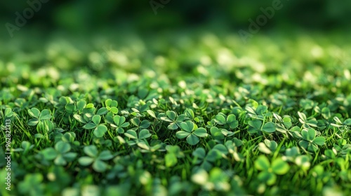 Close-up of lush green clover leaves