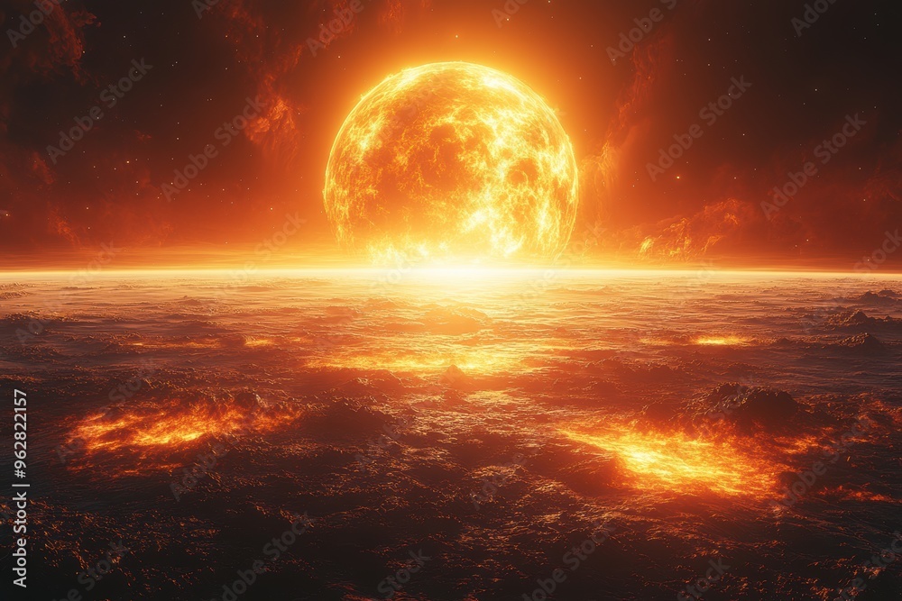 Clean Design of Planet with Heatwaves and Space for Text Clean Design of Planet with Heatwaves and Space for Text