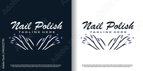 Nail polish logo with creative concept for beauty women premium vector