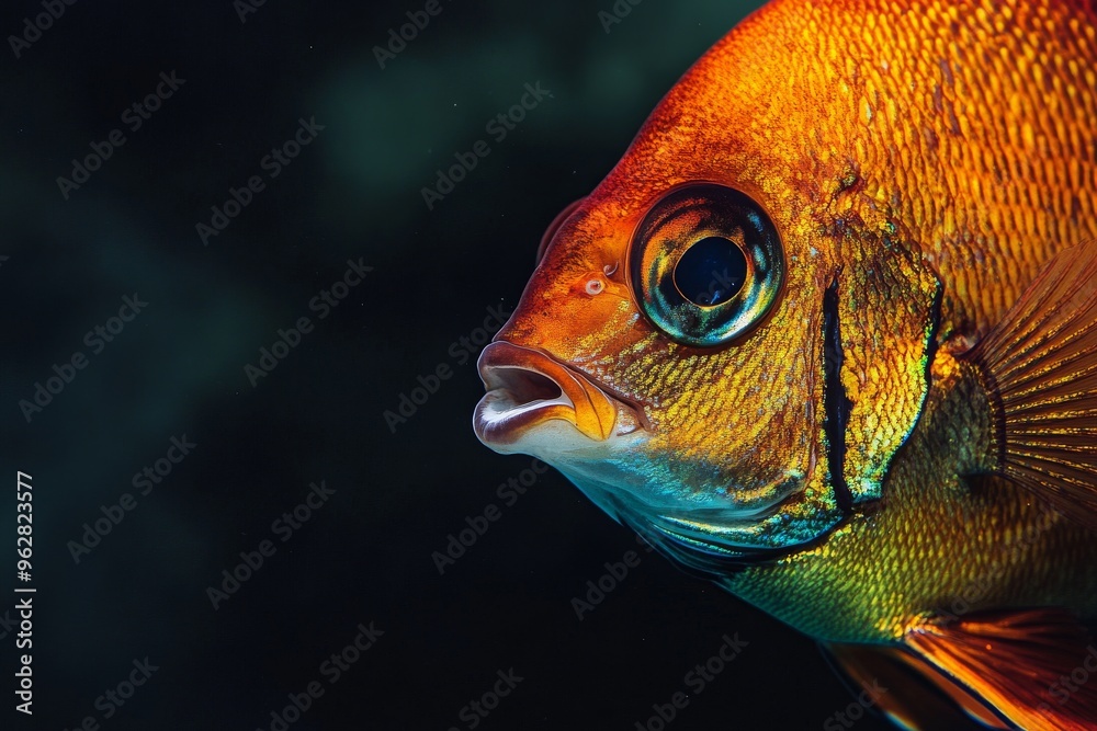 Mystic portrait of Angelfish in studio, isolated on black background Mystic portrait of Angelfish in studio, isolated on black background