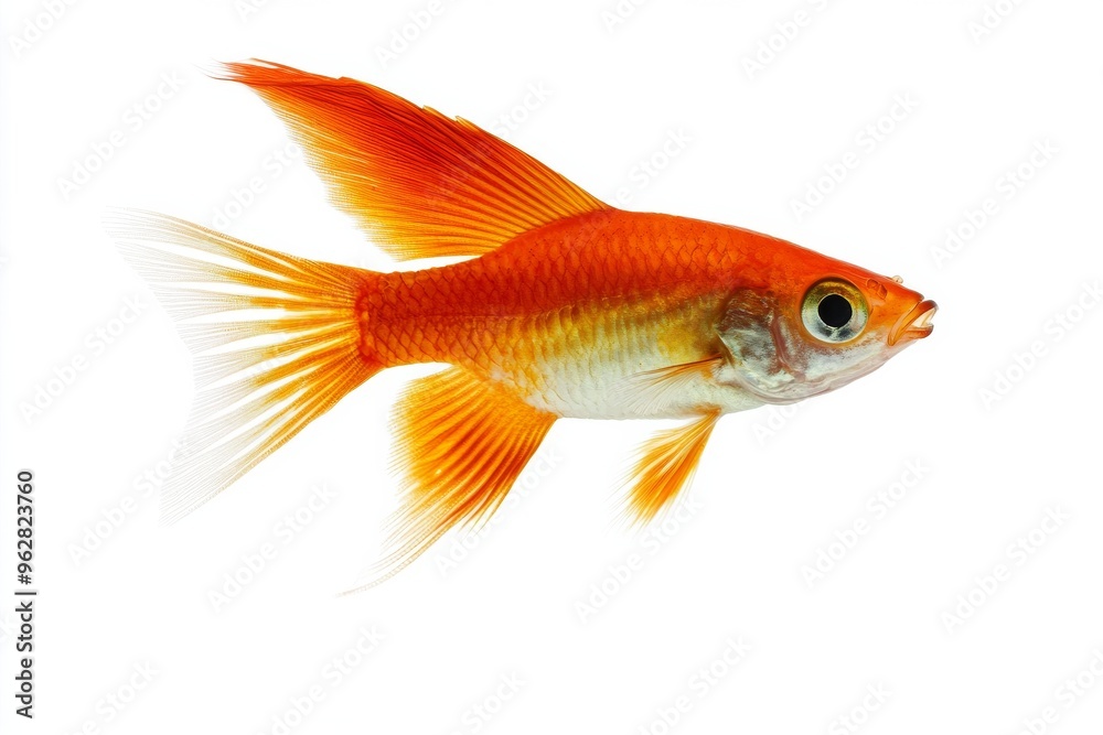 Mystic portrait of Swordtail Fish in studio, isolated on white background Mystic portrait of Swordtail Fish in studio, isolated on white background