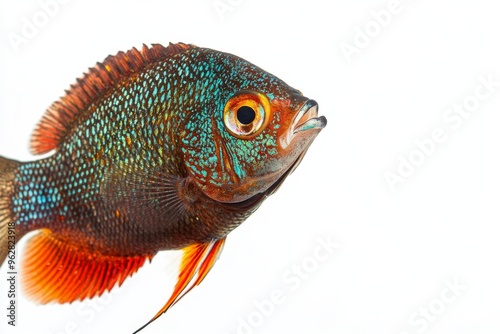 Mystic portrait of Kissing Gourami Fish in studio, isolated on white background photo