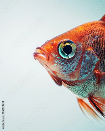 Mystic portrait of Kissing Gourami Fish, isolated on white background photo