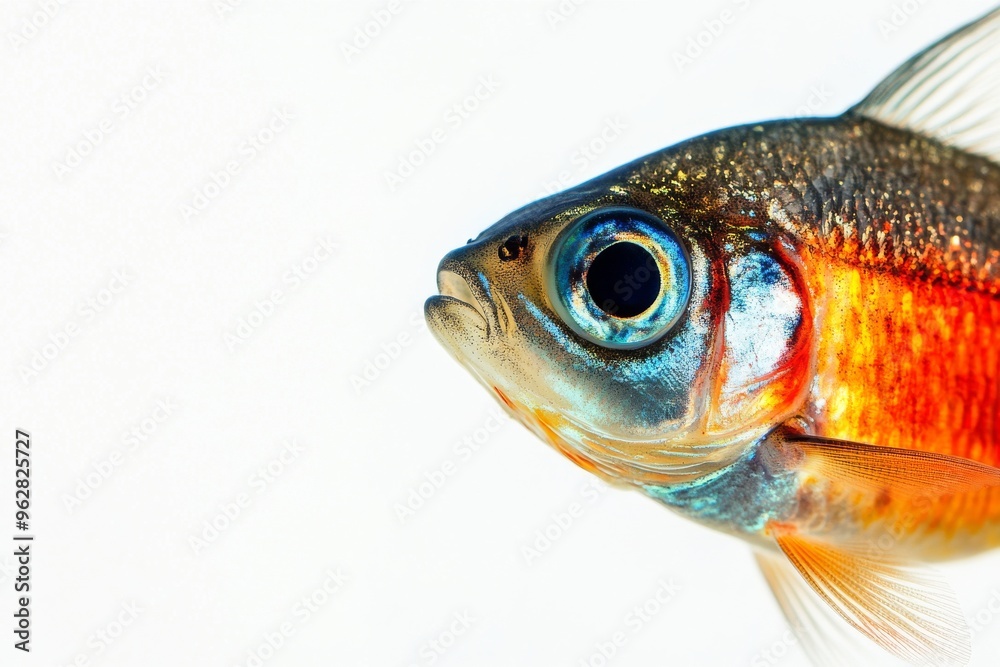 Mystic portrait of Neon Tetra Fish in studio, isolated on white background Mystic portrait of Neon Tetra Fish in studio, isolated on white background