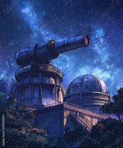 Majestic Celestial Observatory Floating in a Starry Night Sky