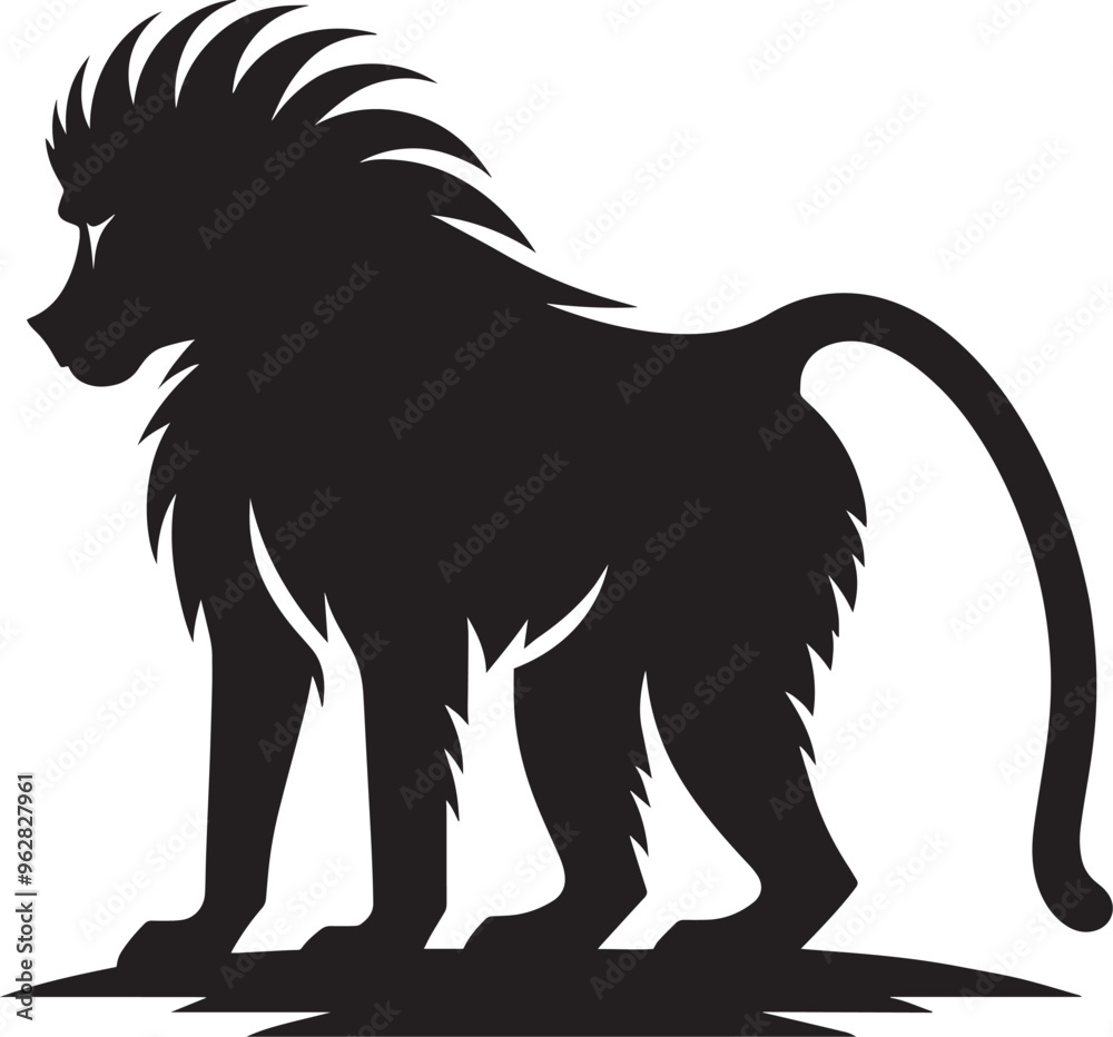 Baboon Monkey animal Silhouette isolated on white background Baboon Monkey animal Silhouette isolated on white background