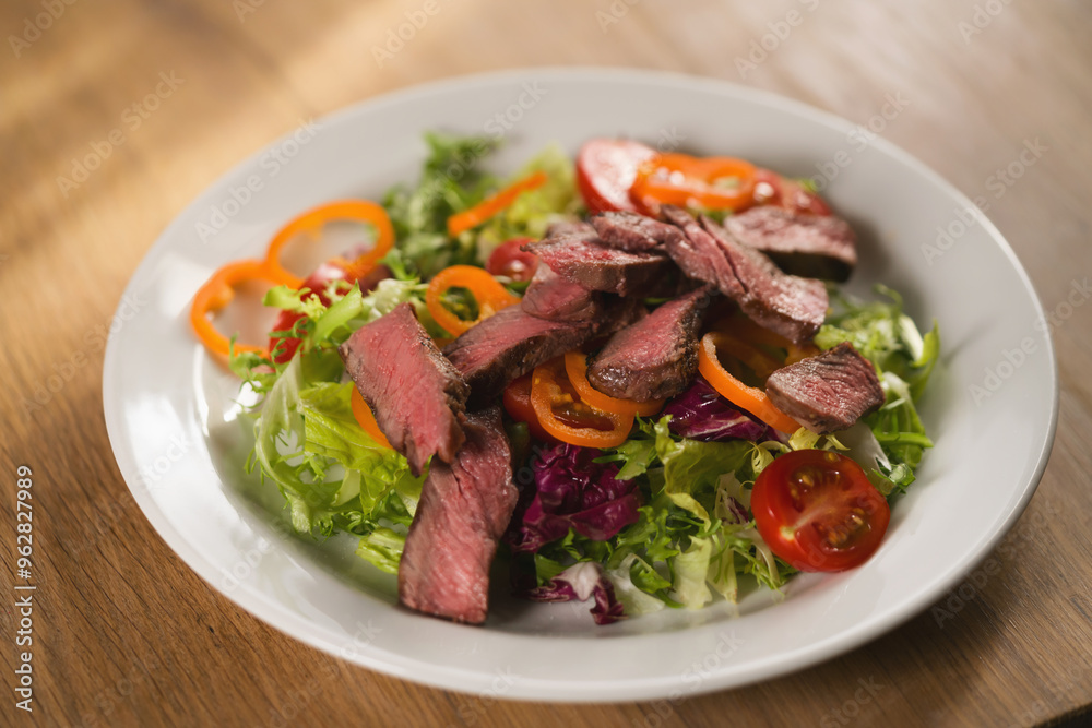 salad with sliced filet mignon steak salad with sliced filet mignon steak