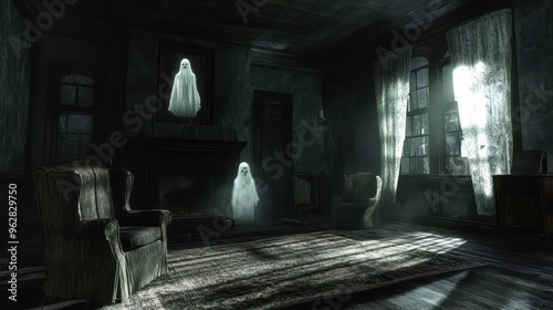 Ghostly Apparitions in a Haunted Abandoned Room photo