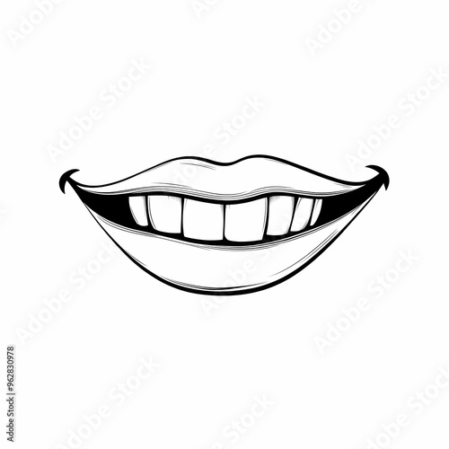 A close-up line drawing of a smiling mouth with a single missing tooth.