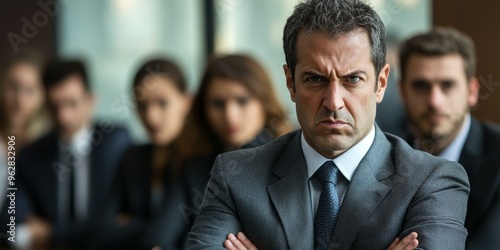 A stern businessman with crossed arms. photo