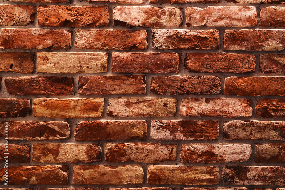 Texture of old brick wall interior shot with top light Texture of old brick wall interior shot with top light