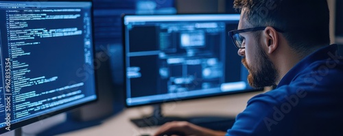 Cybersecurity expert conducting a penetration test on a secure network, real-time threat detection, network security testing, penetration test