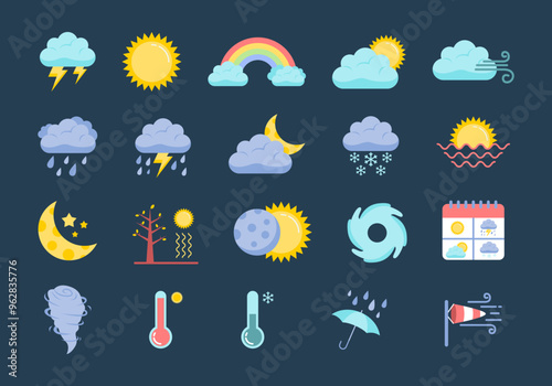 Flat Weather Icons Element Set