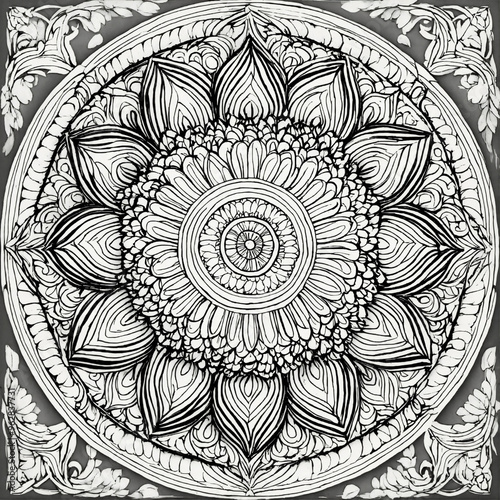 Iintricate mandala coloring pattern-2 photo