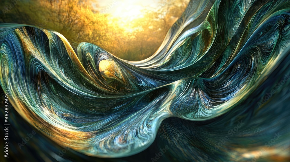 Dynamic abstract symbol of calm and nature therapy, with flowing ...