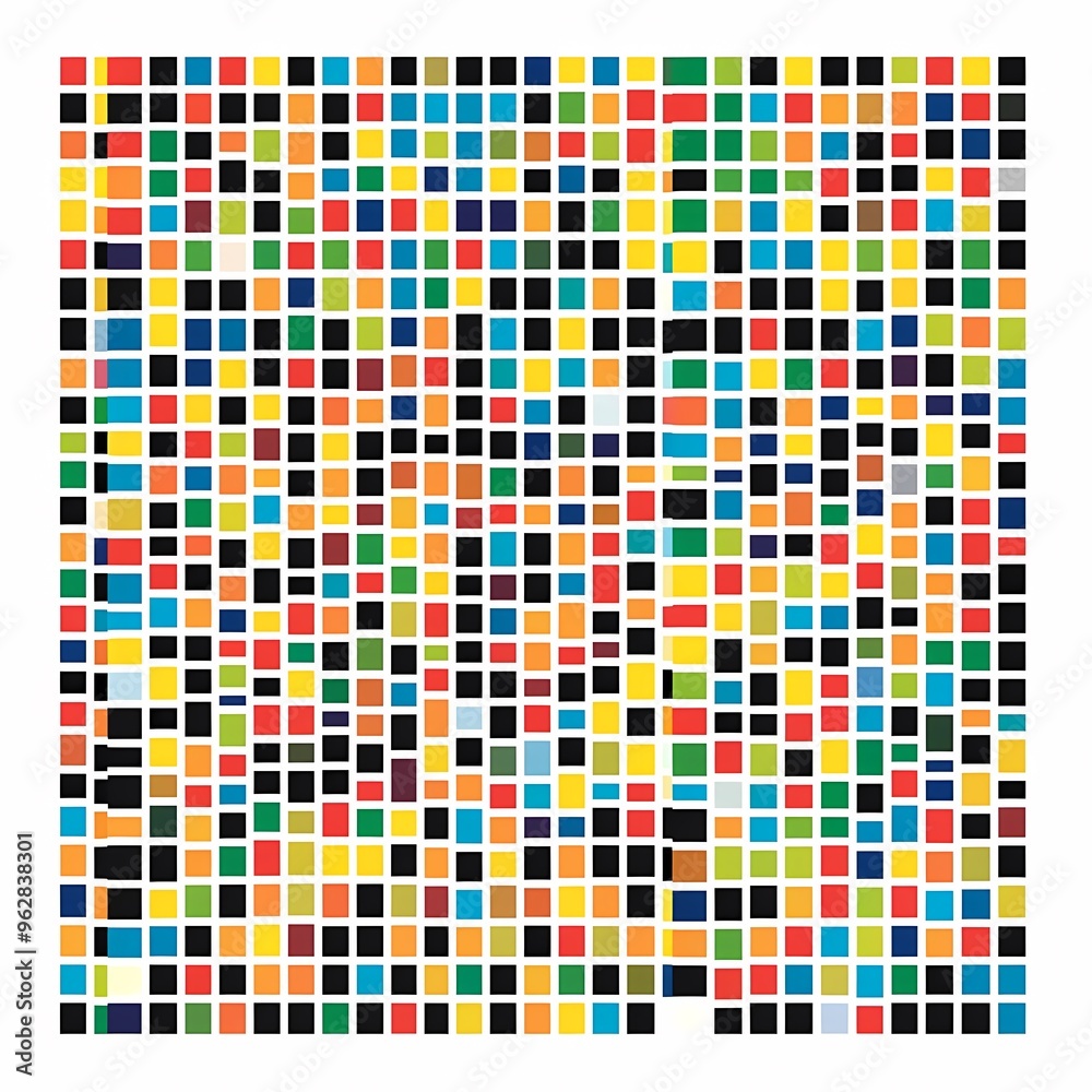 Abstract digital art with a grid of colorful squares. Abstract digital art with a grid of colorful squares.