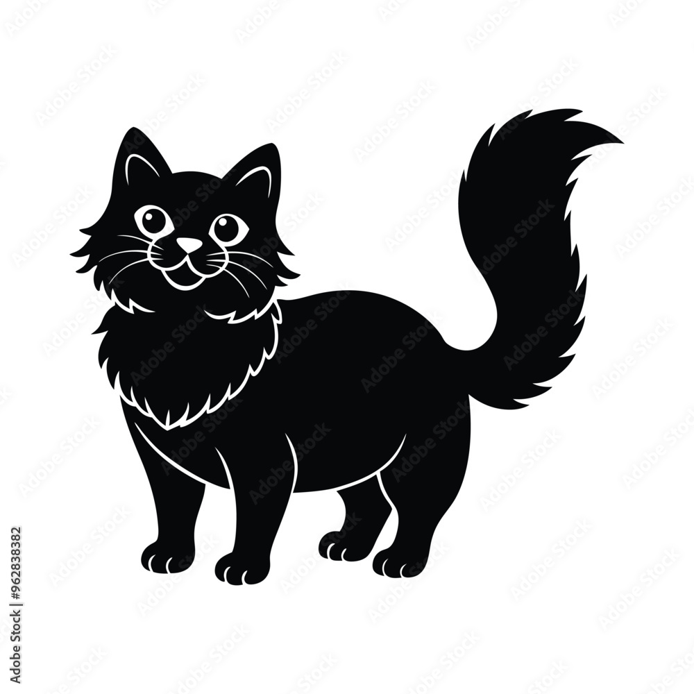 Silhouette of a Playful Persian Cat Silhouette of a Playful Persian Cat