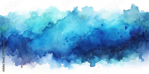 Abstract Watercolor Background, Blue Hues, Watercolour Texture, Art, Background, Design, Illustration