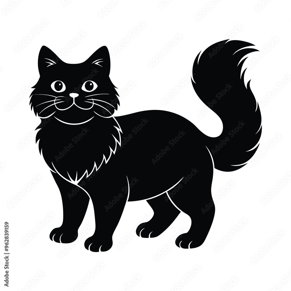 Silhouette of a Playful Persian Cat Silhouette of a Playful Persian Cat