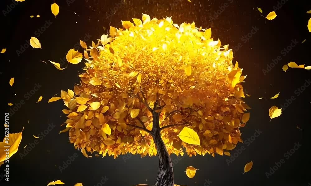 gold tree on dark background