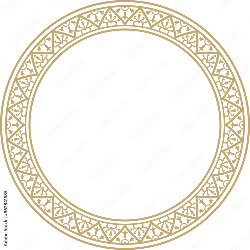 Vector round gold border, frame, Pompeii ring. Circle Neopolitan ornament. Art of Ancient Rome Vector round gold border, frame, Pompeii ring. Circle Neopolitan ornament. Art of Ancient Rome