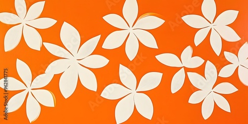 White seamless floral on orange background