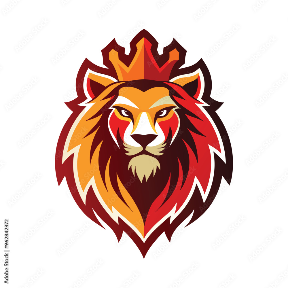 Obraz premium A striking lion head logos featuring bold designs and vibrant colors.