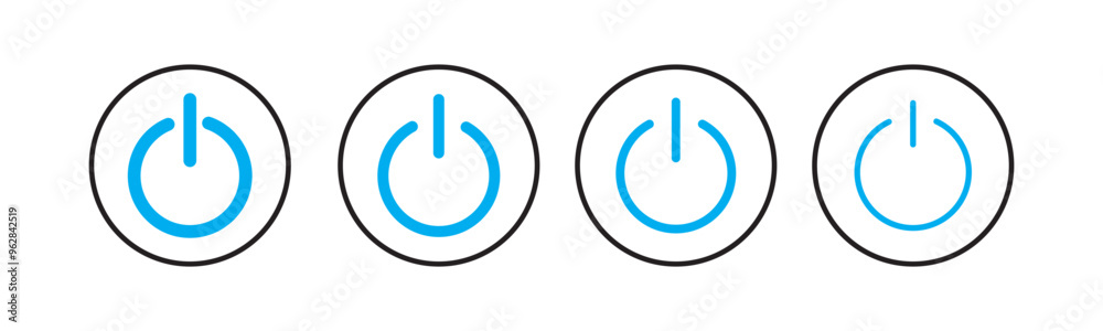 Power vector icon set. turn off switch line icon. computer start and shutdown button. start and stop icon for Ui designs. Power vector icon set. turn off switch line icon. computer start and shutdown button. start and stop icon for Ui designs.