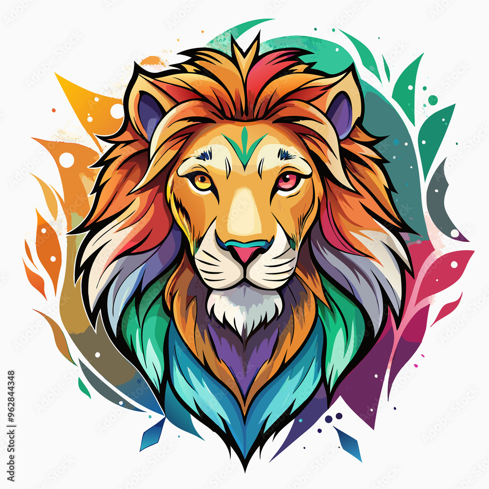 Obraz premium Lion cartoon watercolour drawing