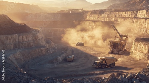 Open Pit Mine at Sunset
