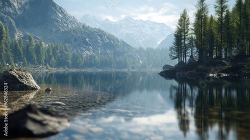 Serene Mountain Lake Reflections