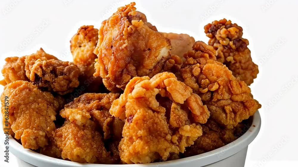 Delicious crispy fried chicken served in a bucket for a satisfying meal experience Delicious crispy fried chicken served in a bucket for a satisfying meal experience