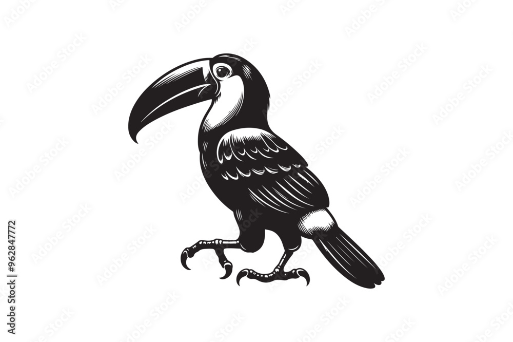 Fototapeta premium Toucan silhouette vector illustration, Toucan silhouette vector, Toucan silhouette PNG 