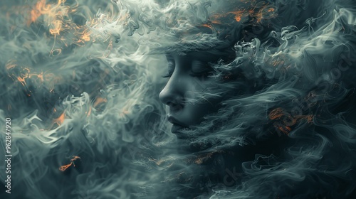 Abstract Smoke Art: Dreamy and Mystical Portrait