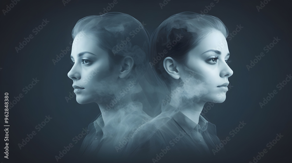 Ghostly Female Profile, Haunting Beauty and Otherworldly Connection