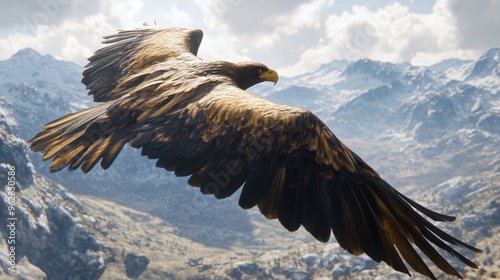 the eagle is flying majestically photo