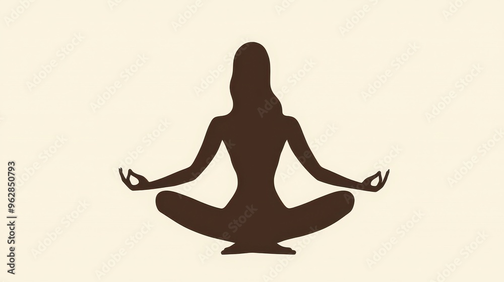 Serene Yoga Pose Silhouette in Elegance with Pop of Color Against Minimalistic Background Serene Yoga Pose Silhouette in Elegance with Pop of Color Against Minimalistic Background