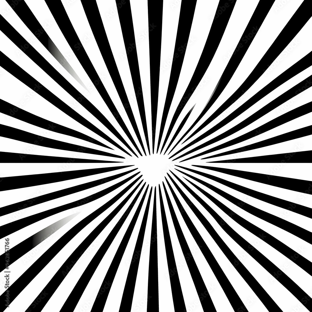 Obraz premium Abstract black and white striped background with a radiating pattern.